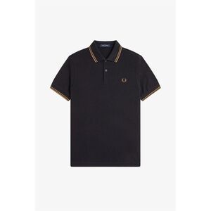 Fred Perry Mens Twin Tip Polo Shirt / Black/Light Brown